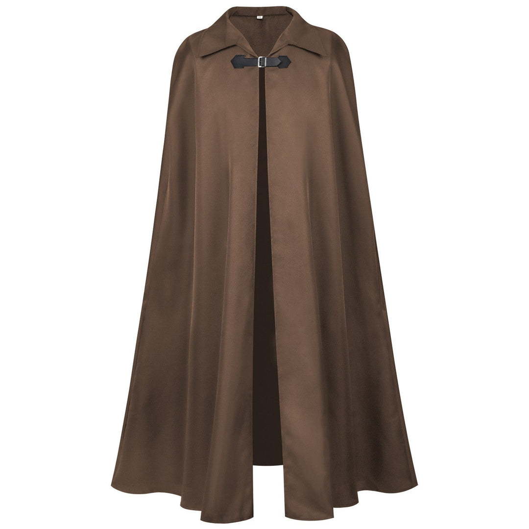 Unisex Long Hooded Cape with Wide Drape, Detachable Shoulder Cape and Concealed Tying System