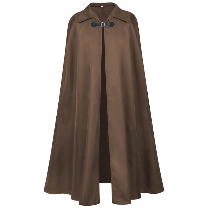 Unisex Long Hooded Cape with Wide Drape, Detachable Shoulder Cape and Concealed Tying System