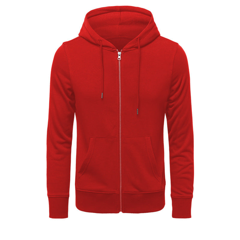Men's Narrow-cut Zip Hoodie with Metal Zipper, Double-layer Hood and Kangaroo Pocket