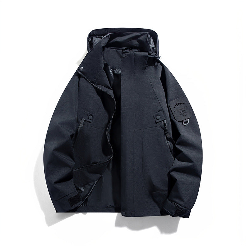 Men's Wind and Waterproof Functional Parka with Zippered Pockets and Adjustable Hood