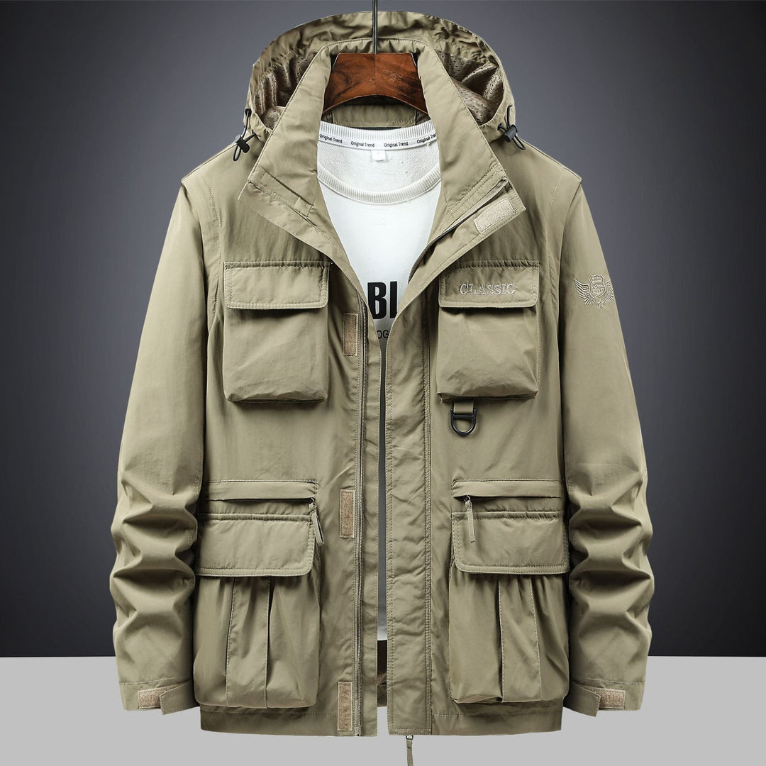 Men's Tactical Hooded Field Parka with Multi-pocket Utility Front and D-ring