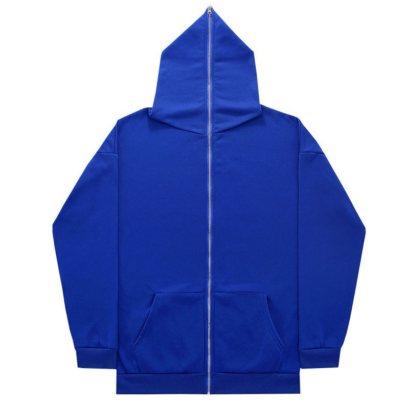 Unisex Minimally Structured Hoodie Zipper with Pointed Hood, Kangaroo Pocket and Reinforced Cuffs