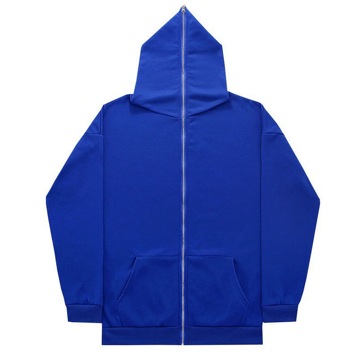 Unisex Minimally Structured Hoodie Zipper with Pointed Hood, Kangaroo Pocket and Reinforced Cuffs