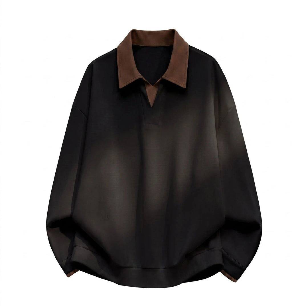 Women's Boxy Polo Sweatshirt with Contrasting Lace Collar