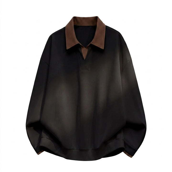 Women's Boxy Polo Sweatshirt with Contrasting Lace Collar