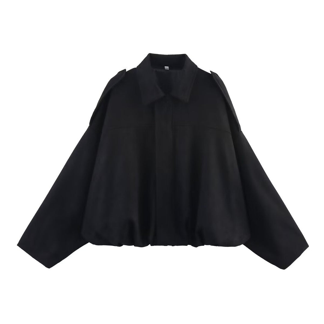 Women Oversized Suede Bomber Jacket with Shoulder Epaulettes