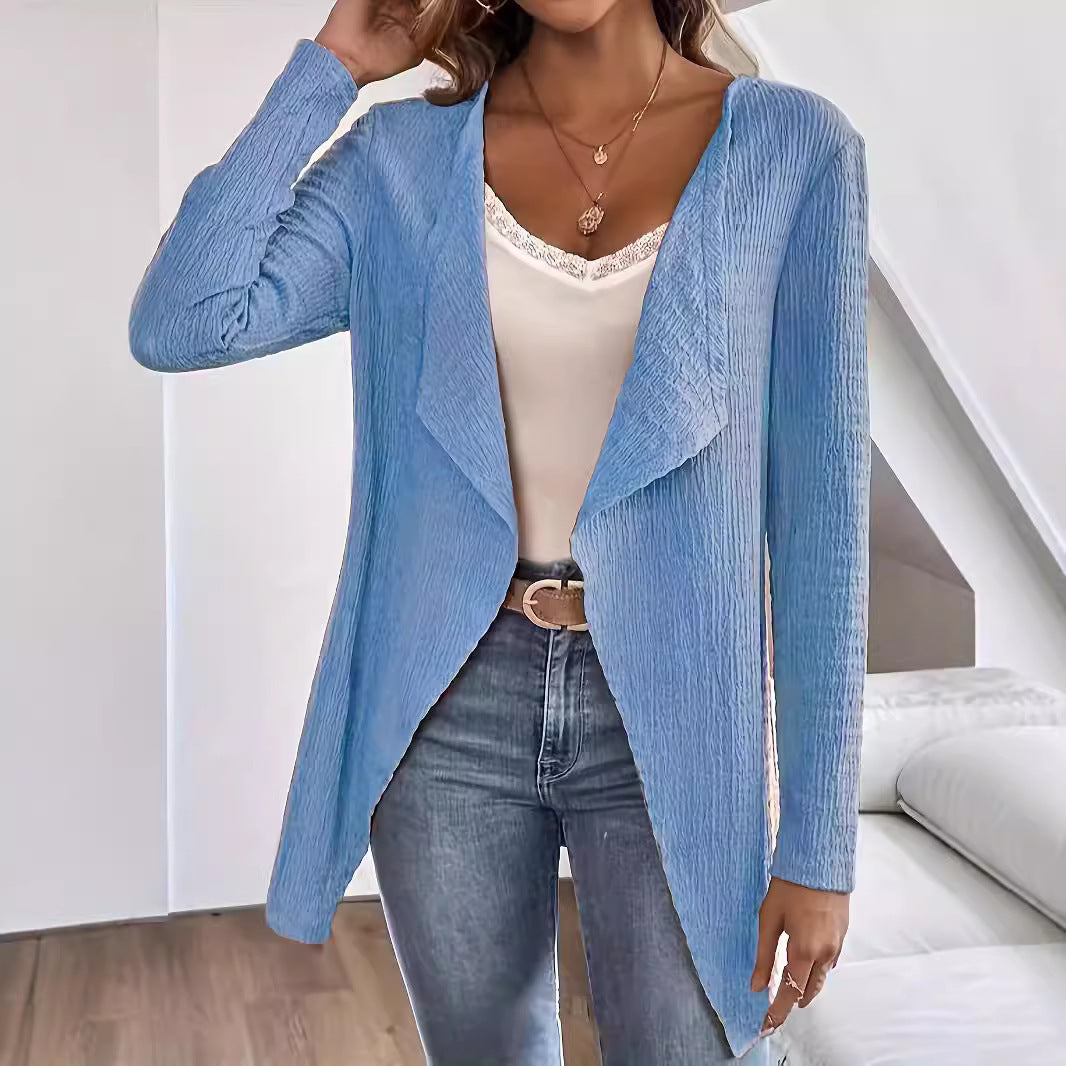 Women's Waterfall Blazer made of Crinkle Structure, Lightweight and Open