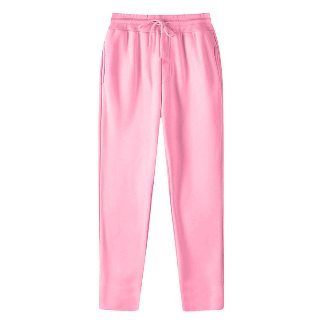 Men's Straight-cut Sweatpants made of Mottled Cotton Blend with Elastic Waistband, Drawstring, and Side Pockets