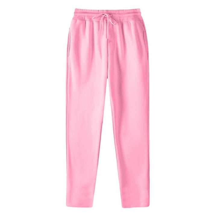 Men's Straight-cut Sweatpants made of Mottled Cotton Blend with Elastic Waistband, Drawstring, and Side Pockets
