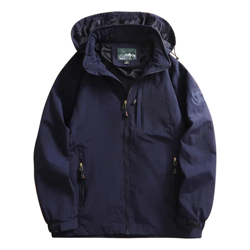 Men's Lightweight Outdoor Jacket Windbreaker with Water-repellent Coating and Breathable Mesh Lining