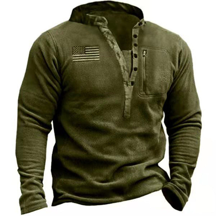Men's Nano Thermal Henley Fleece Pullover with Chest Zip Pocket and Camouflage Detail