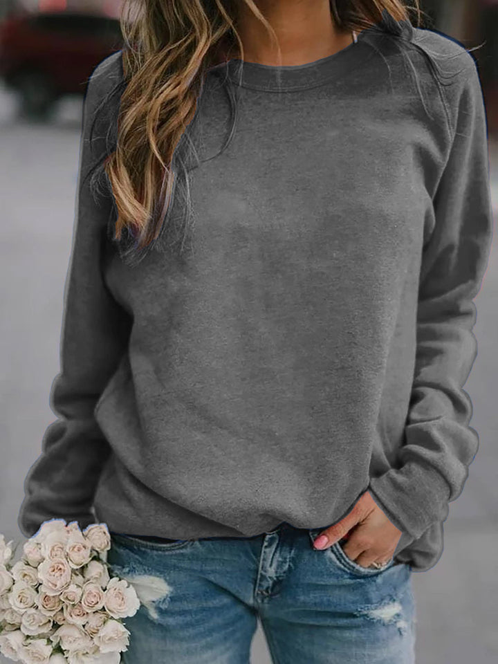 Women's Casual Oversized Sweatshirt with Crew Neck and Raglan Sleeves