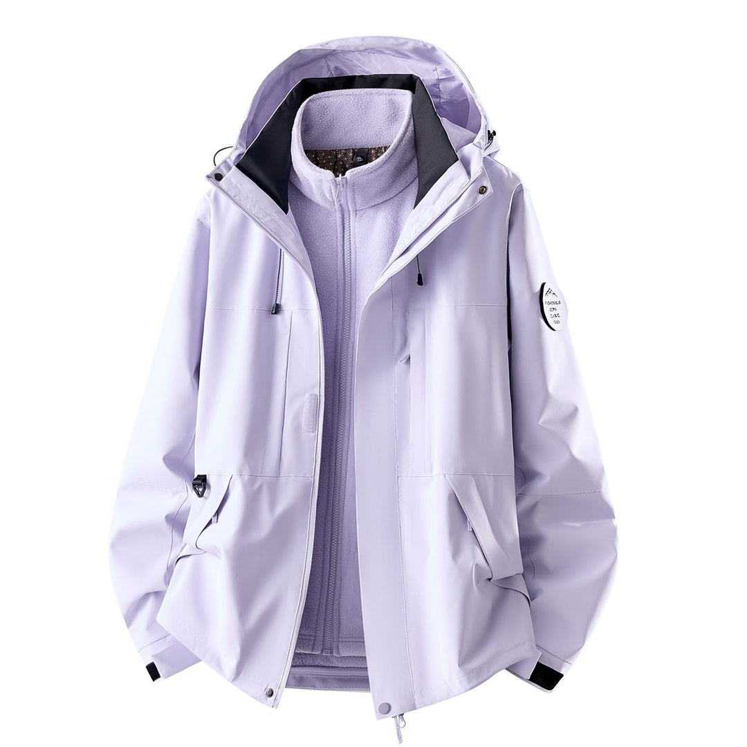 Women's Three-piece Waterproof Outdoor Jacket with Removable Fleece Inner Layer