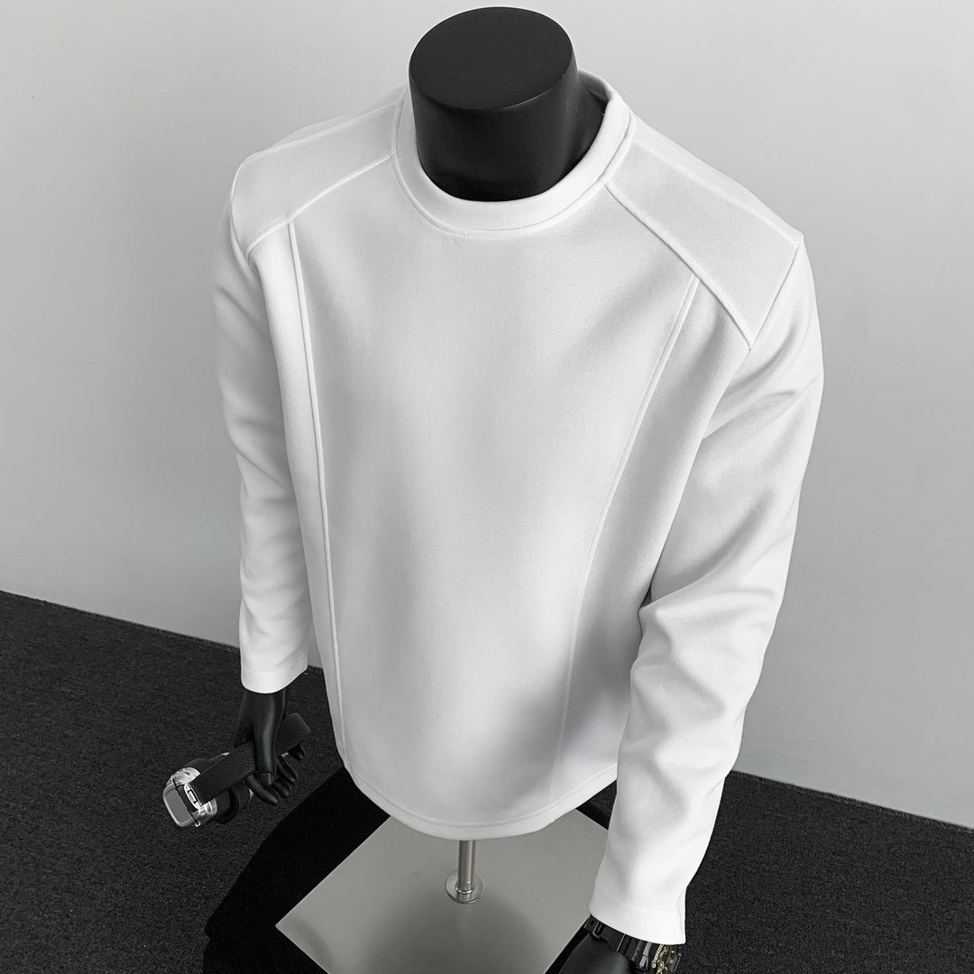 Men's Sweatshirt with Structured Seam Details and Round Neck
