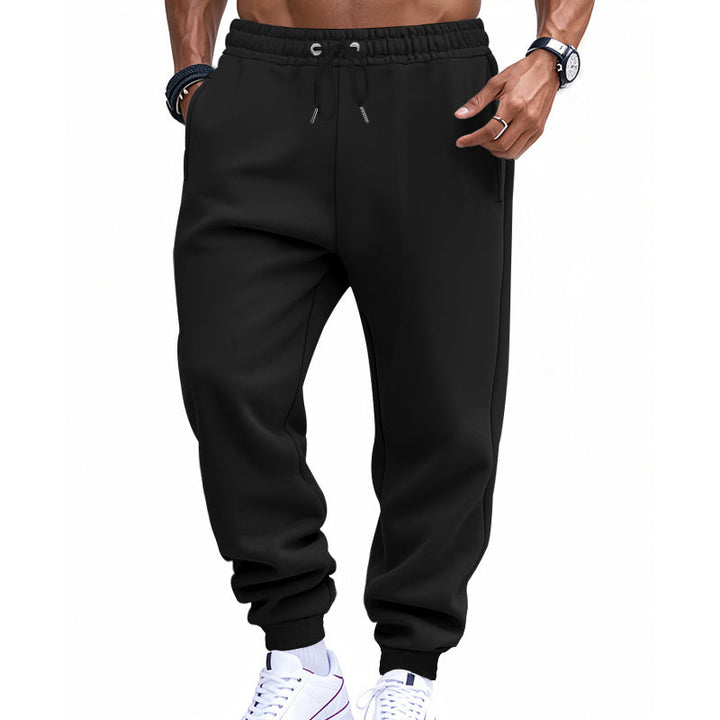Men's Sporty Sweat Jogging Pants with Elastic Tunnel Drawstring Waist, Ribbed Cuffs, and Deep Side Pockets