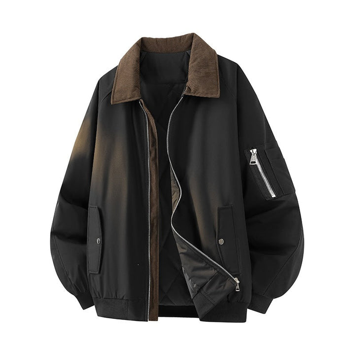 Men's Oversized Bomber Jacket with Quilted Thermal Inner Filling, Checked Inner Collar & Arm Pocket