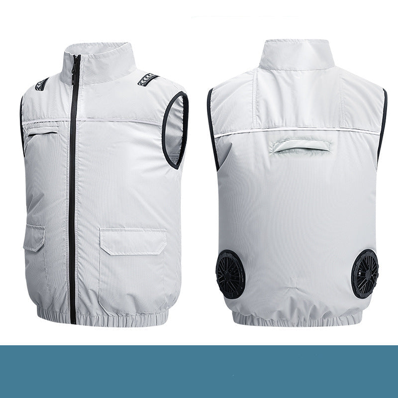 Unisex Lightweight Cooling Work Vest with Integrated Fans and External Battery