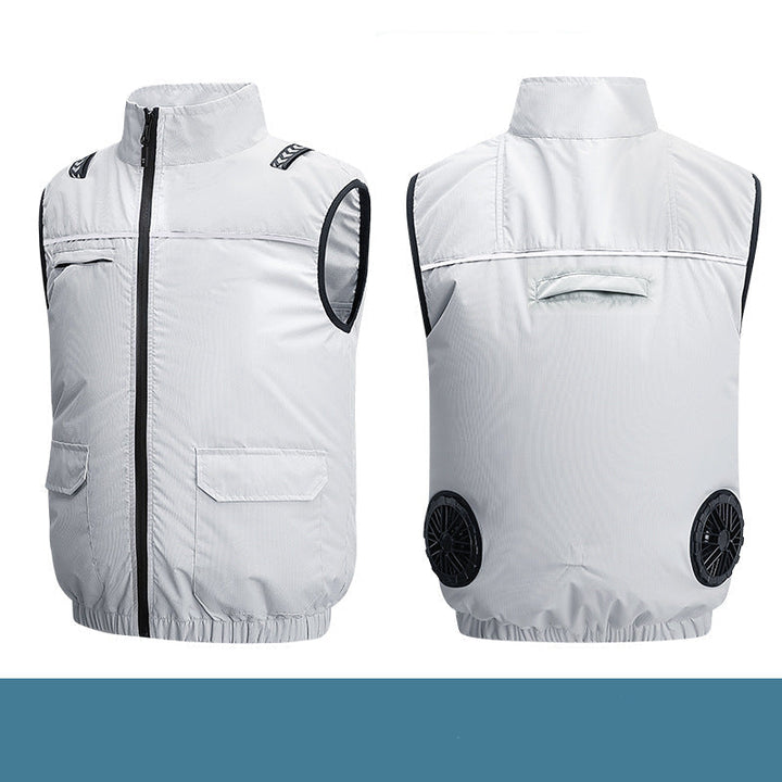 Unisex Lightweight Cooling Work Vest with Integrated Fans and External Battery
