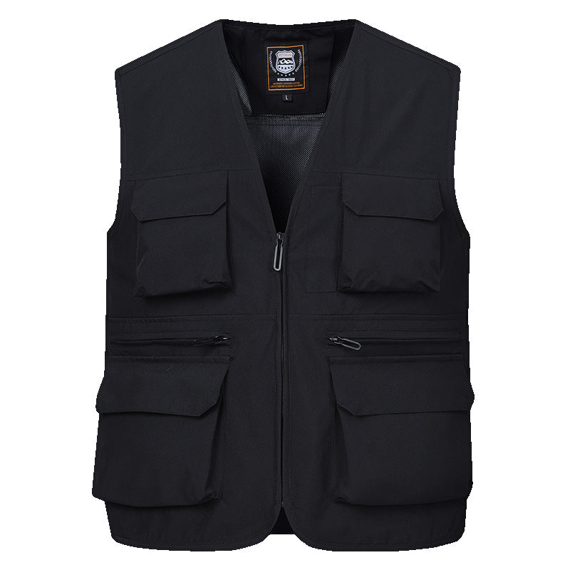 Men's Photographer Utility Vest with Generous Zip and Flap Pockets
