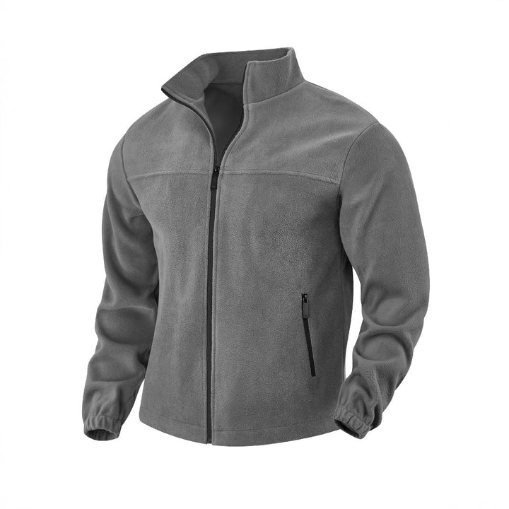 Men's Fleece Jacket with Zipper, Stand-up Collar and Zip Pockets