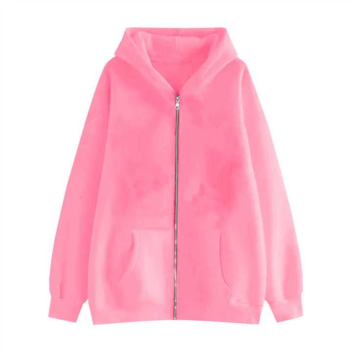 Unisex Casual Hoodie Jacket with Sturdy Metal Zipper Double-layered Hood and Deep Kangaroo Pockets