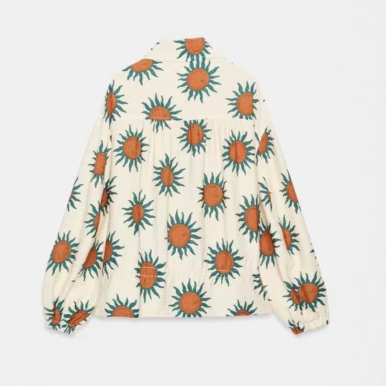 Women's Cropped Blouson Jacket made of Woven Fabric with Stand-up Collar, Elastic Hem, and Fine Check Design