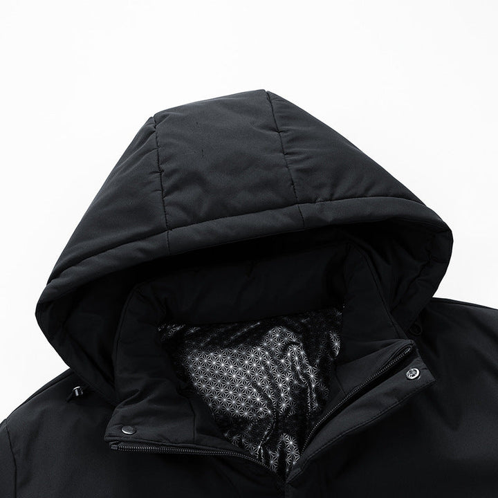 Men's Water-Repellent Winter Parka with Thermo-Reflective Quilted Lining and Hood