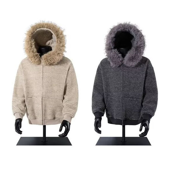Men's Fashionable Hooded Jacket with Faux Fur Collar
