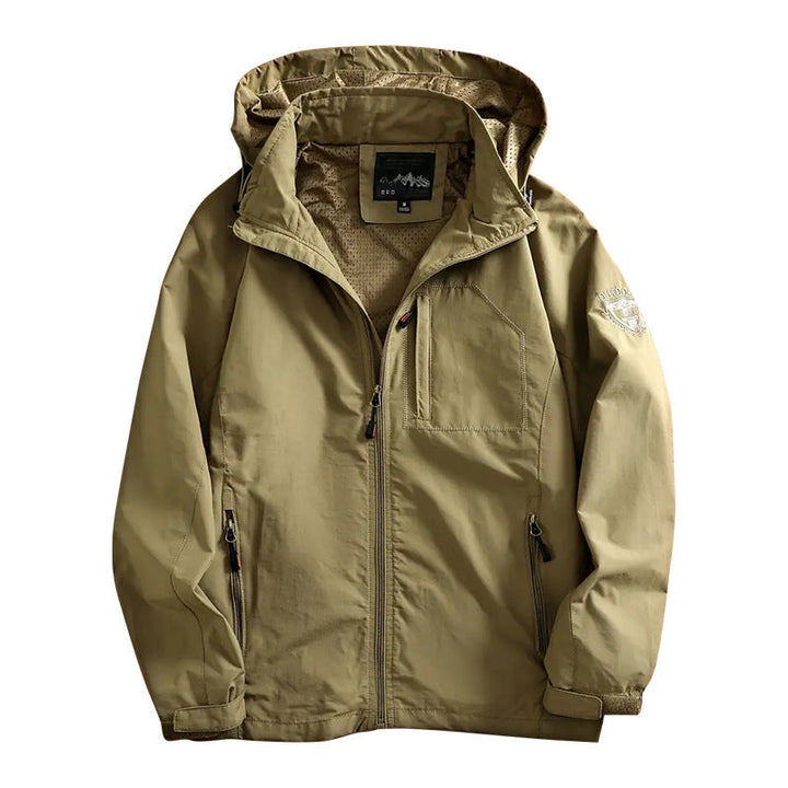 Men's Lightweight Outdoor Jacket Windbreaker with Water-repellent Coating and Breathable Mesh Lining