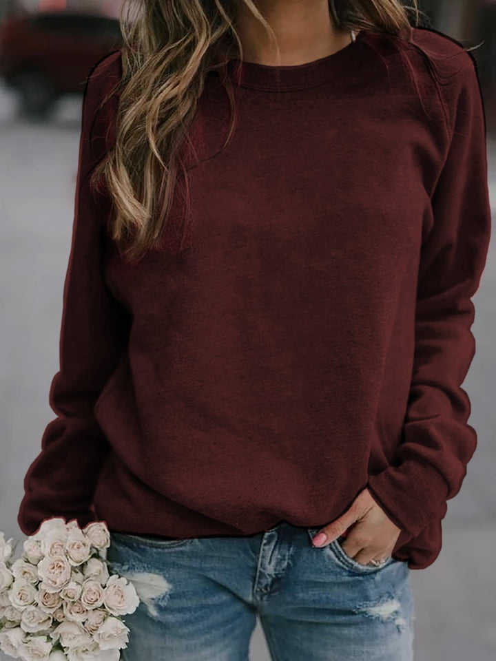 Women's Casual Oversized Sweatshirt with Crew Neck and Raglan Sleeves