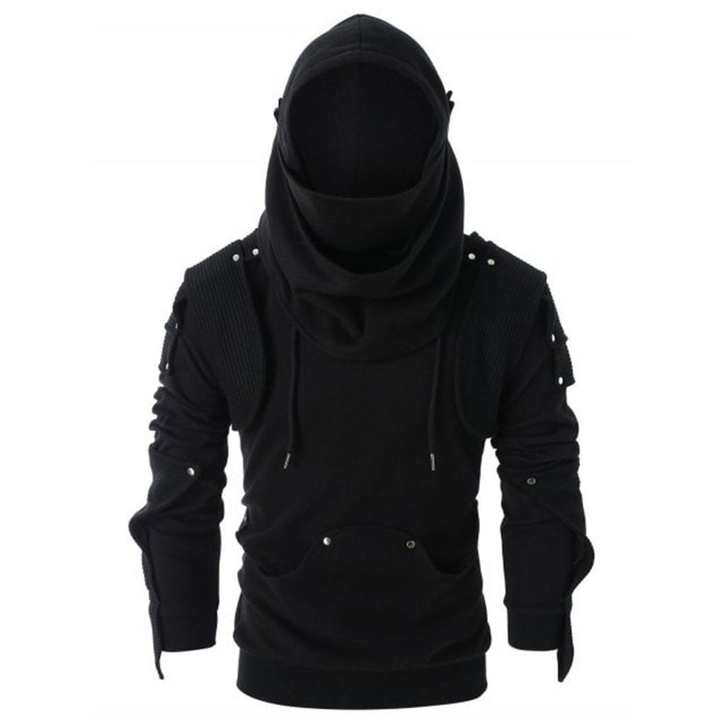 Men's Stylish Hoodie with Innovative Collar and Practical Pockets
