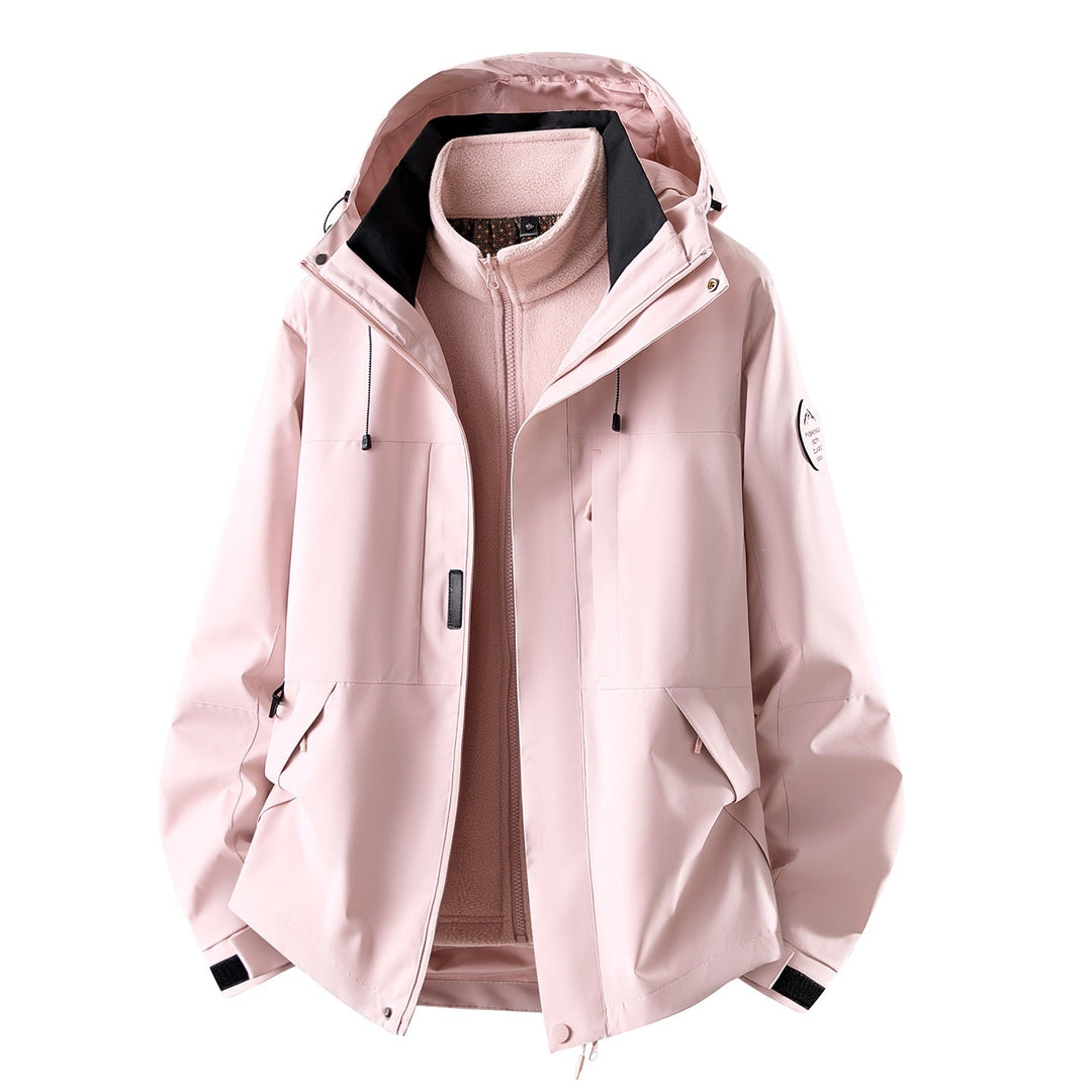 Women's Three-piece Waterproof Outdoor Jacket with Removable Fleece Inner Layer
