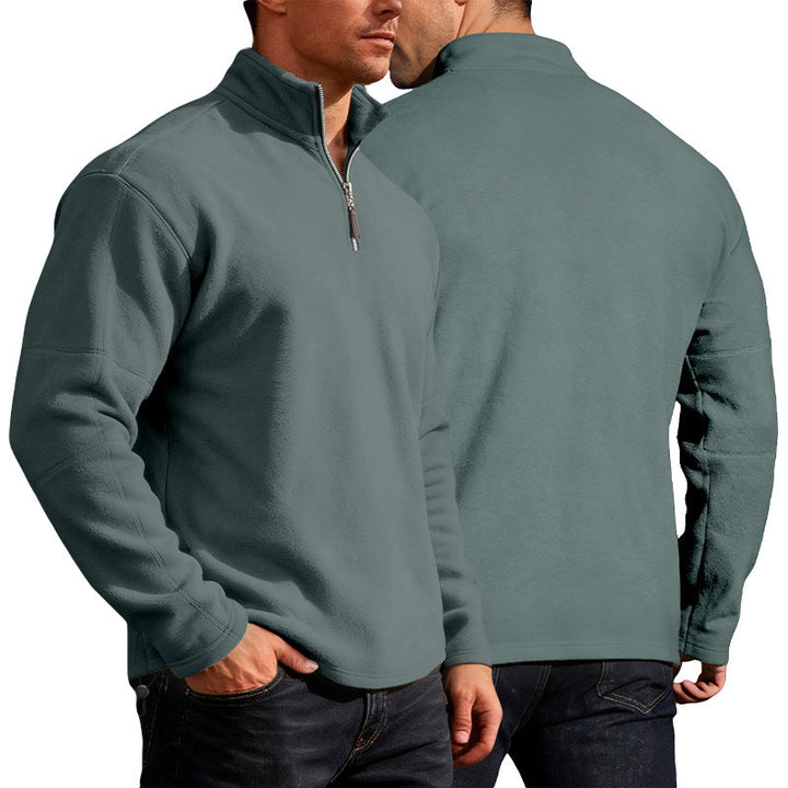 Men's Lightweight Microfleece Performance Pullover with Short Zipper Raglan Sleeves and Shaping Seams