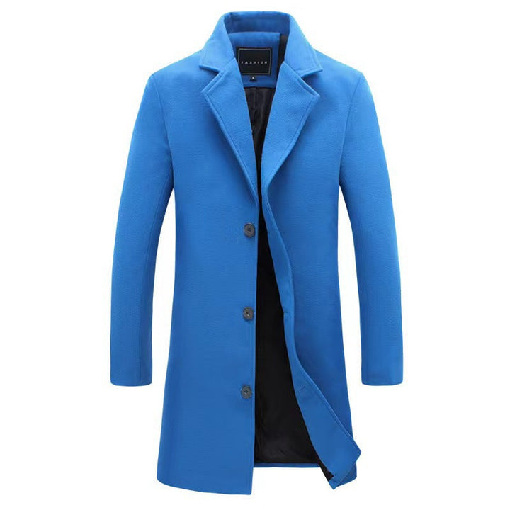 Men's Slim Chesterfield Coat with Classic Lapels, Quilted Lining and Side Pockets