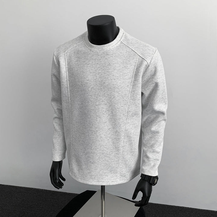 Men's Sweatshirt with Structured Seam Details and Round Neck