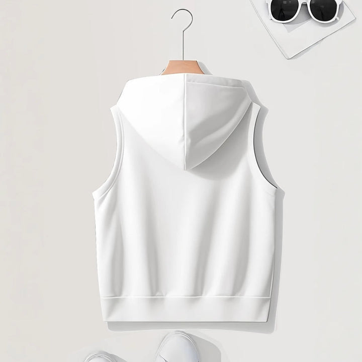 Women's Sporty Hooded Vest with Zipper and Practical Pockets