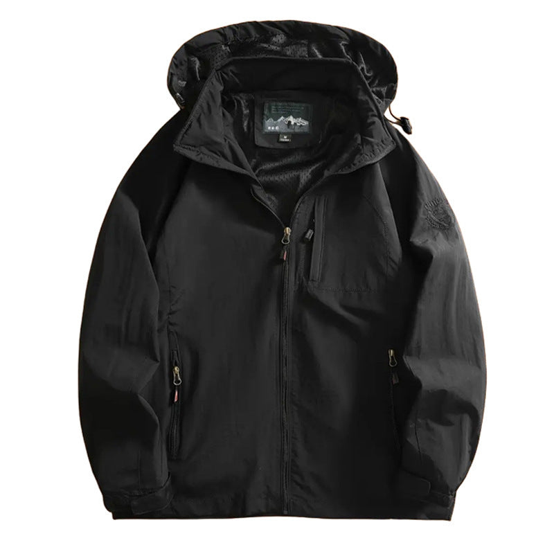 Men's Lightweight Outdoor Jacket Windbreaker with Water-repellent Coating and Breathable Mesh Lining