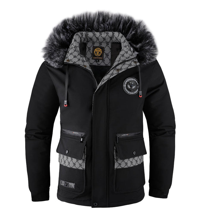 Men's Urban Thermal Parka with Removable Faux Fur Hood, Quilted Inner Lining and Multifunctional Front Pockets