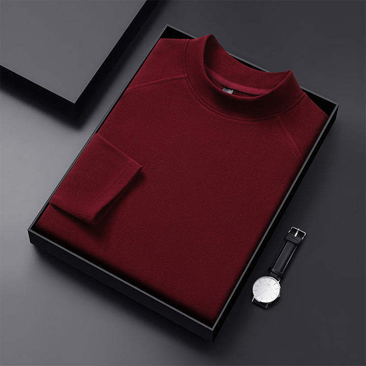 Men's Premium Mockneck Sweater made of Fine Wool Blend with Raglan Sleeves