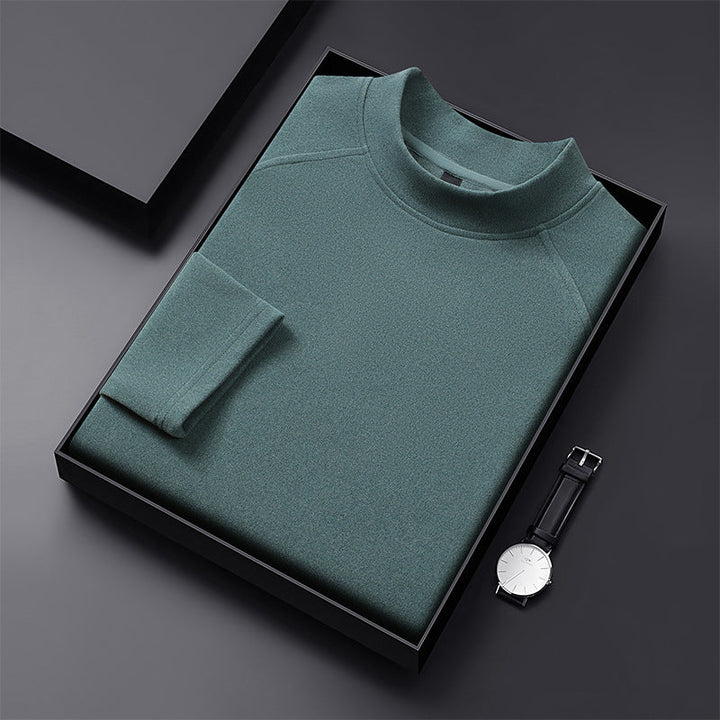Men's Premium Mockneck Sweater made of Fine Wool Blend with Raglan Sleeves