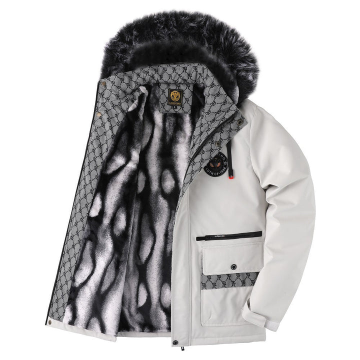 Men's Urban Thermal Parka with Removable Faux Fur Hood, Quilted Inner Lining and Multifunctional Front Pockets