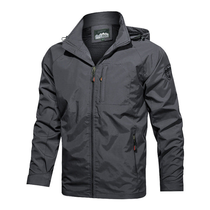 Men's Lightweight Outdoor Jacket Windbreaker with Water-repellent Coating and Breathable Mesh Lining
