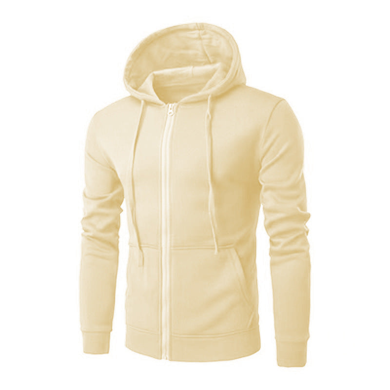 Men's Slim-fit Zip Hoodie Jacket with Soft Fleece Lining and Kangaroo Pockets