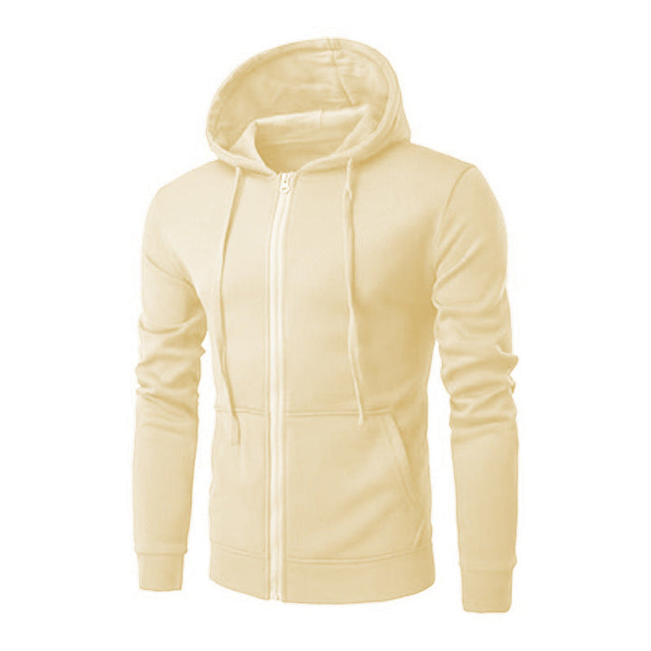 Men's Slim-fit Zip Hoodie Jacket with Soft Fleece Lining and Kangaroo Pockets