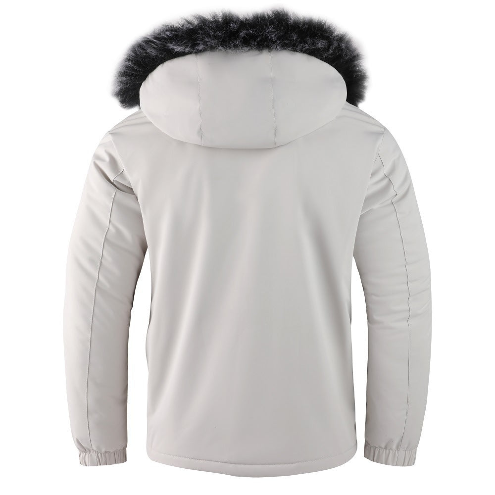 Men's Urban Thermal Parka with Removable Faux Fur Hood, Quilted Inner Lining and Multifunctional Front Pockets