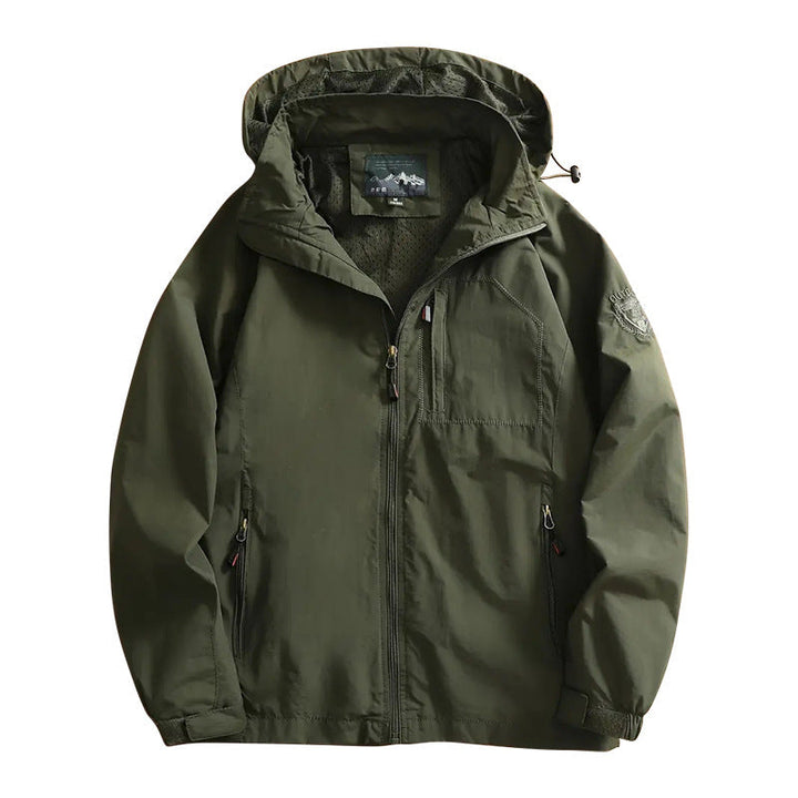 Men's Lightweight Outdoor Jacket Windbreaker with Water-repellent Coating and Breathable Mesh Lining