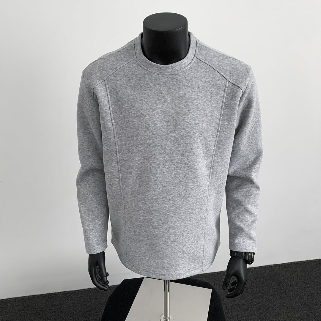 Men's Sweatshirt with Structured Seam Details and Round Neck