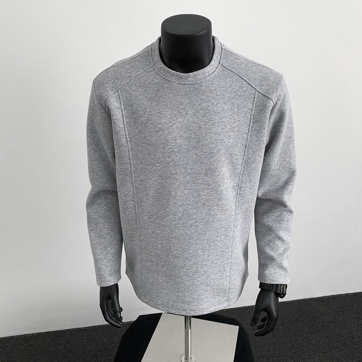 Men's Sweatshirt with Structured Seam Details and Round Neck