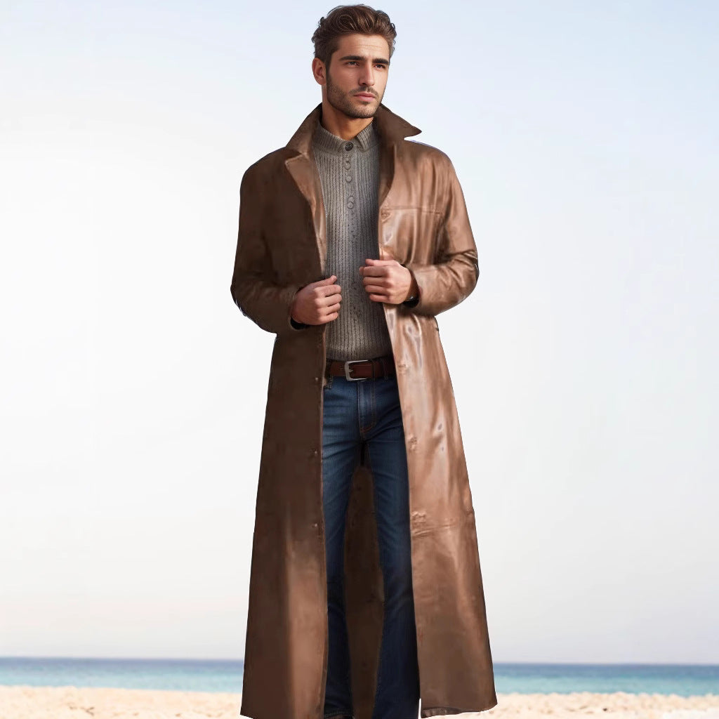 Long Leather Coat for Men