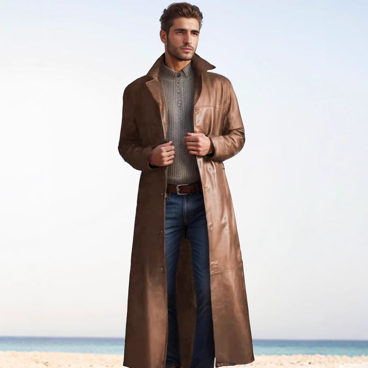 Long Leather Coat for Men
